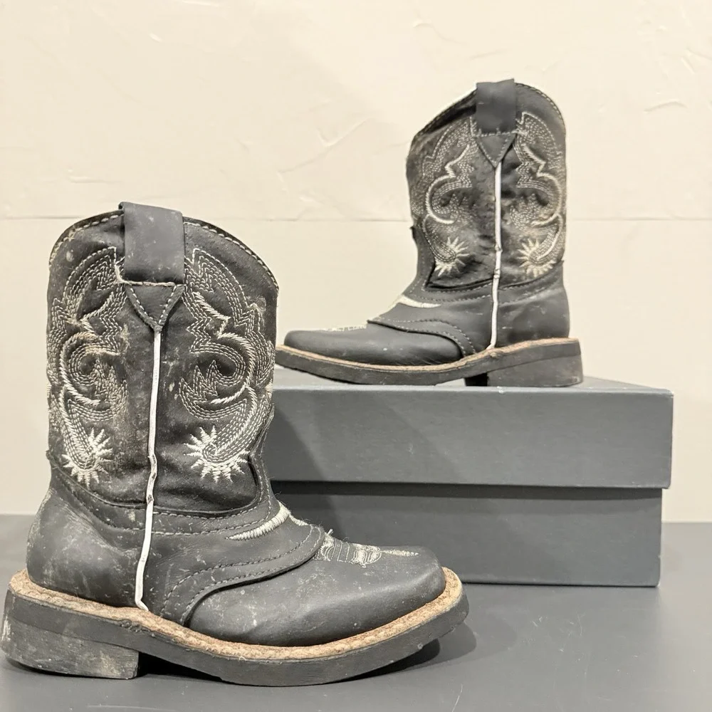 Cowboy Boots Square Toe TODDLER Faux Leather By Pawz Stepping‎ Stone